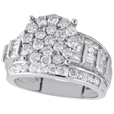 Pre-owned Jfl Diamonds & Timepieces 10k White Gold Round Diamond Circle Cluster Ladies Designer Engagement Ring 2 Ct