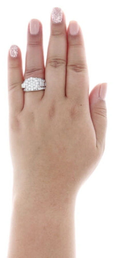 Pre-owned Jfl Diamonds & Timepieces 10k White Gold Round Diamond Circle Cluster Ladies Designer Engagement Ring 2 Ct