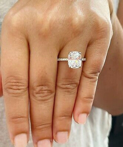 Pre-owned Knr 14k Yellow Gold Cushion Cut Forever Moissanite And Diamond Engagement Ring 5.00