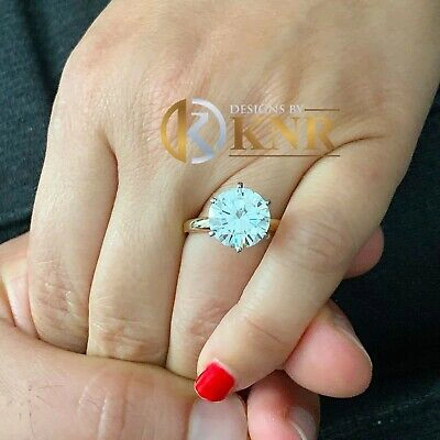 Pre-owned Knr 14k Solid Yellow Gold Round Moissanite Engagement Ring Solitaire 4.00