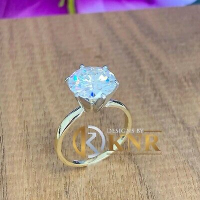 Pre-owned Knr 14k Solid Yellow Gold Round Moissanite Engagement Ring Solitaire 4.00