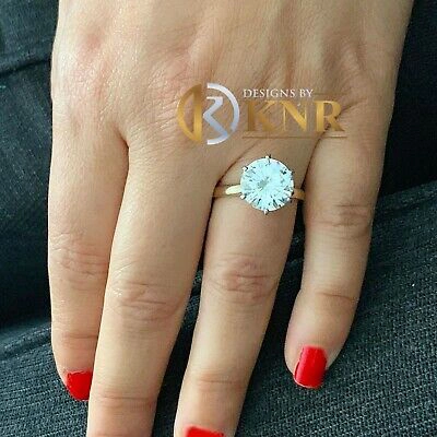 Pre-owned Knr 14k Solid Yellow Gold Round Moissanite Engagement Ring Solitaire 4.00