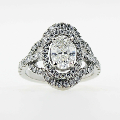 Pre-owned Designs By Wmd Gia Certified Diamond Engagement Ring 3.19 Carat Total Oval Shape 18k White Gold