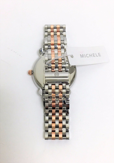 Pre-owned Michele Gracile Rose Gold+silver 2 Tone,mop,diamonds Watch Mww26a000005