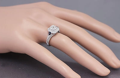 Pre-owned Knr Inc 18k White Gold Asscher Forever One Moissanite Diamond Engagement Halo Ring 2.00c