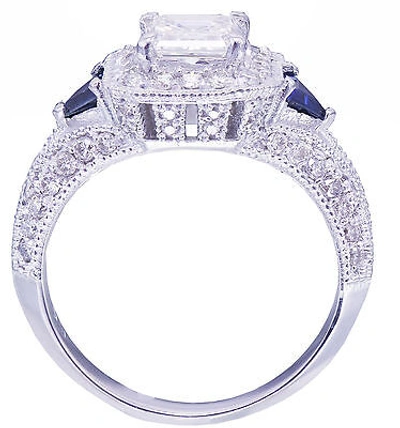 Pre-owned Knr Inc 18k White Gold Asscher Forever One Moissanite Diamond Engagement Halo Ring 2.00c