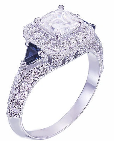 Pre-owned Knr Inc 18k White Gold Asscher Forever One Moissanite Diamond Engagement Halo Ring 2.00c