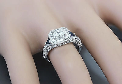 Pre-owned Knr Inc 18k White Gold Asscher Forever One Moissanite Diamond Engagement Halo Ring 2.00c