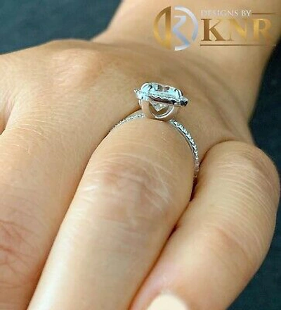 Pre-owned Knr Inc 14k White Gold Cushion Forever One Moissanite Diamond Engagement Ring Halo 2.20