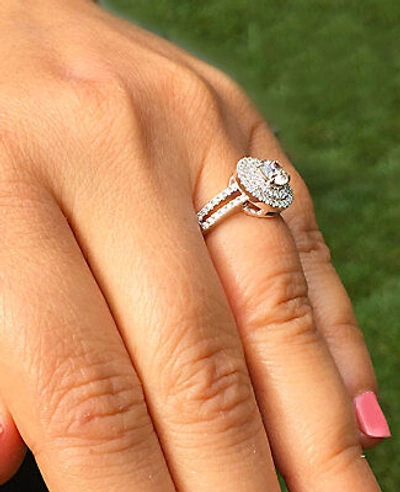 Pre-owned Asw 14k White Gold Round Forever One Moissanite Diamond Engagement Ring Halo 1.25ctw