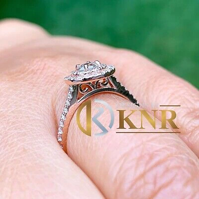 Pre-owned Charles & Colvard 14k Rose Gold Round Forever One Moissanite Diamond Engagement Ring Band 1.10ctw In Pink