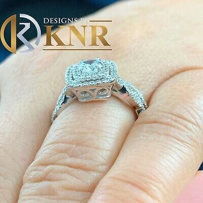 Pre-owned Knr Heavy 14k White Gold Round Moissanite Diamond Engagement Ring And Band 1.75ctw