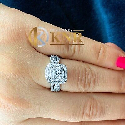 Pre-owned Knr Heavy 14k White Gold Round Moissanite Diamond Engagement Ring And Band 1.75ctw