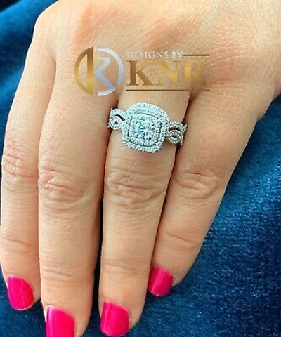 Pre-owned Knr Heavy 14k White Gold Round Moissanite Diamond Engagement Ring And Band 1.75ctw