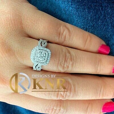 Pre-owned Knr Heavy 14k White Gold Round Moissanite Diamond Engagement Ring And Band 1.75ctw