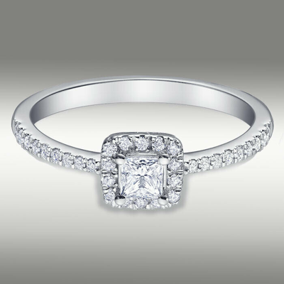 Pre-owned Arista Jewels Brilliant Halo .55 Ct Cut Diamond Engagement Ring H/si2 14k White Gold In White/colorless