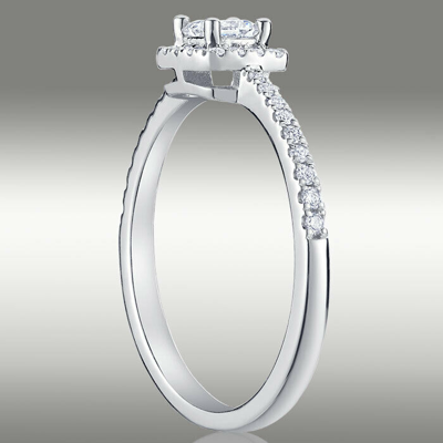 Pre-owned Arista Jewels Brilliant Halo .55 Ct Cut Diamond Engagement Ring H/si2 14k White Gold In White/colorless