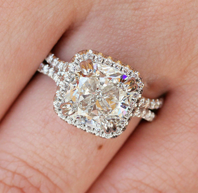 Pre-owned Tiffany & Co Gia Certified 3.00 Carat Diamond Engagement Ring Cushion Cut 14k White Gold In I (with Slight Tint Of Color)