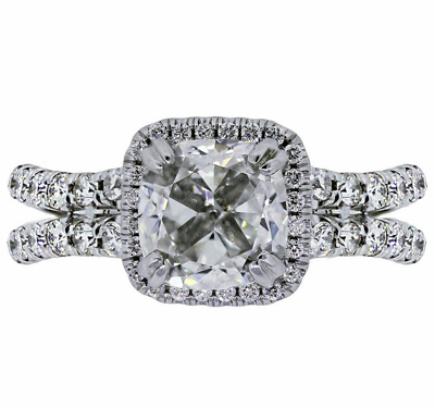 Pre-owned Tiffany & Co Gia Certified 3.00 Carat Diamond Engagement Ring Cushion Cut 14k White Gold In I (with Slight Tint Of Color)