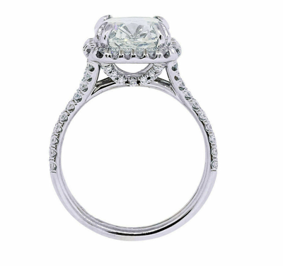 Pre-owned Tiffany & Co Gia Certified 3.00 Carat Diamond Engagement Ring Cushion Cut 14k White Gold In I (with Slight Tint Of Color)