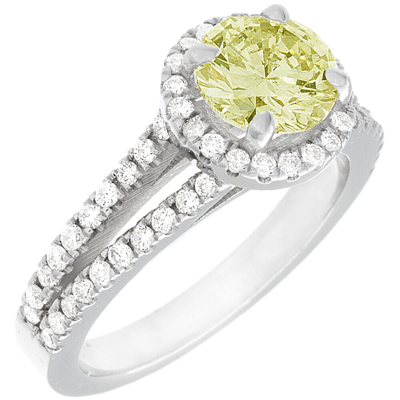 Pre-owned Tiffany & Co Fancy Yellow Round Shape Gia Diamond Engagement Ring Platinum 2.85 Ctw