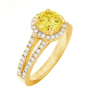 Pre-owned Tiffany & Co Fancy Yellow Round Shape Gia Diamond Engagement Ring Platinum 2.85 Ctw