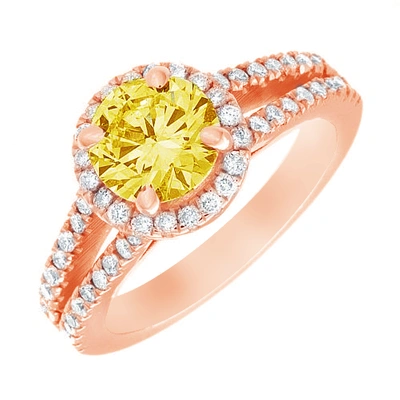 Pre-owned Tiffany & Co Fancy Yellow Round Shape Gia Diamond Engagement Ring Platinum 2.85 Ctw