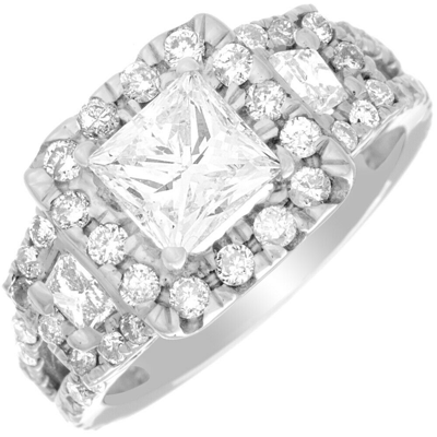 Pre-owned Tiffany & Co Gia Certified Diamond Engagement Halo Ring 2.00 Ct Princess Cut 18k White Gold In F (white)