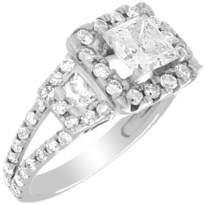 Pre-owned Tiffany & Co Gia Certified Diamond Engagement Halo Ring 2.00 Ct Princess Cut 18k White Gold In F (white)