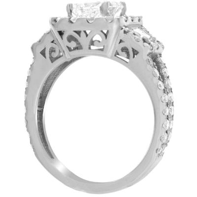 Pre-owned Tiffany & Co Gia Certified Diamond Engagement Halo Ring 2.00 Ct Princess Cut 18k White Gold In F (white)