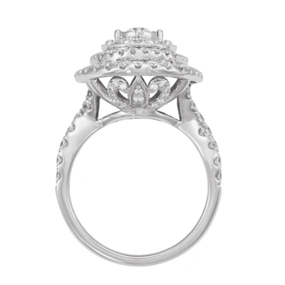 Pre-owned Finecraft 2 Cttw Diamond Oval Halo Engagement Ring In 14k White Gold, Size 7