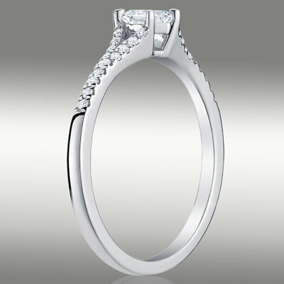 Pre-owned Arista Jewels Diamond Engagement Ring .44ct H/si2 Princess Cut Split Shank W Accents 14k Gold In White/colorless