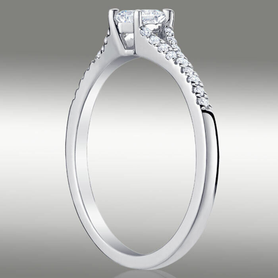 Pre-owned Arista Jewels Diamond Engagement Ring .44ct H/si2 Princess Cut Split Shank W Accents 14k Gold In White/colorless