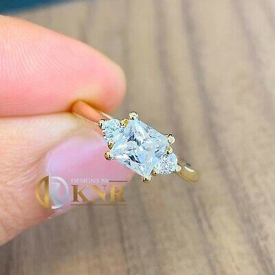 Pre-owned Knr Inc 14k Yellow Gold Princess And Round Forever One Moissanite Engagement Ring 2.20ct