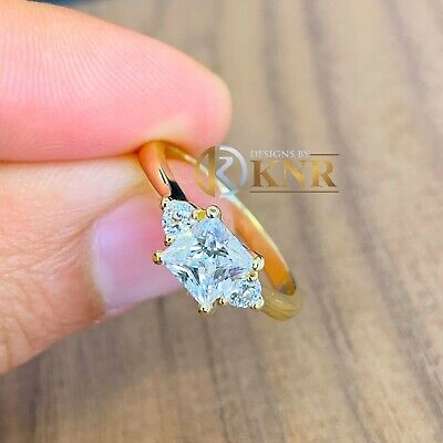 Pre-owned Knr Inc 14k Yellow Gold Princess And Round Forever One Moissanite Engagement Ring 2.20ct