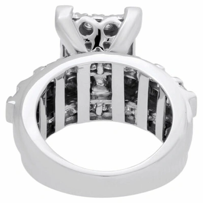 Pre-owned Jfl Diamonds & Timepieces 10k White Gold Baguette & Round Diamond Rectangle Ladies Engagement Ring 2 Ct.