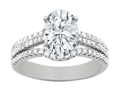 Pre-owned Tiffany & Co Gia Certified 2.50 Ct Oval Cut & Round Shape Diamond 14k Engagement Ring In G (near Colorless)