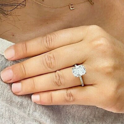 Pre-owned Knr 14k Yellow Gold Cushion Cut Moissanite And Natural Diamond Engagement Ring 5.00