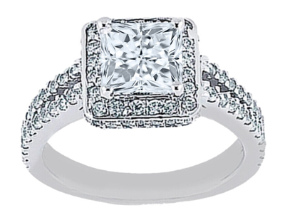 Pre-owned Tiffany & Co Gia Certified Diamond Engagement Ring 3.00 Carat Princess Cut 18k White Gold In G (near Colorless)