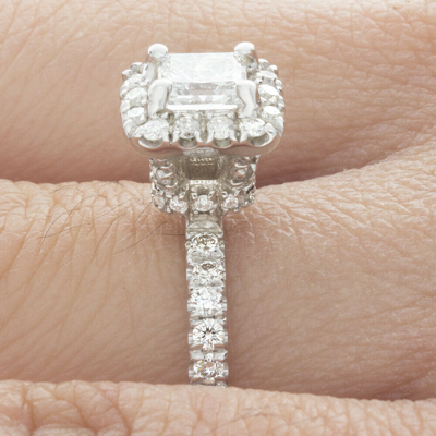 Pre-owned Tiffany & Co Gia Certified Diamond Engagement Ring 1.50 Ctw Princess Cut 14k White Gold In I (with Slight Tint Of Color)