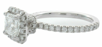 Pre-owned Tiffany & Co Gia Certified Diamond Engagement Ring 1.50 Ctw Princess Cut 14k White Gold In I (with Slight Tint Of Color)