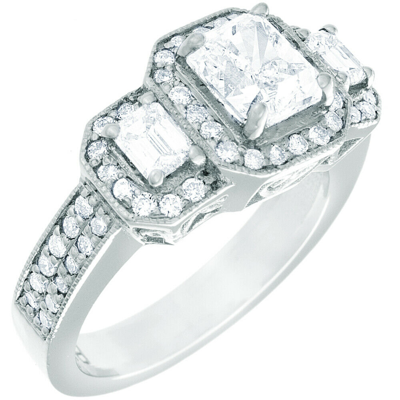 Pre-owned Tiffany & Co Gia Certified Diamond Engagement Ring 3.50 Ctw Princess Cut 18k White Gold In H (near Colorless)