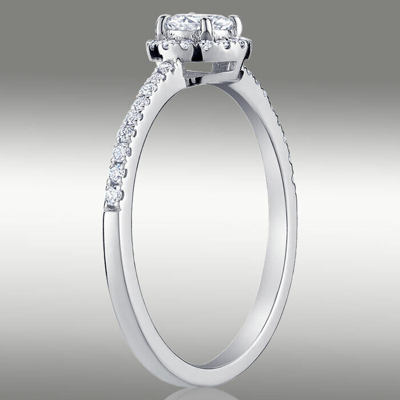 Pre-owned Arista Jewels H/si2 Halo Brilliant Round Genuine .50ct Diamond Engagement Ring 14k White Gold In White/colorless
