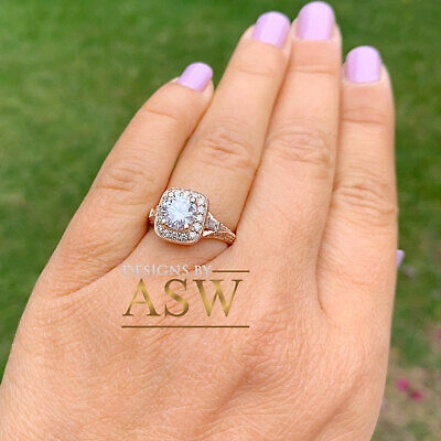 Pre-owned Halo 14k Solid Rose Gold Round Cut Natural Diamond Engagement Ring Antique 1.65ctw In White