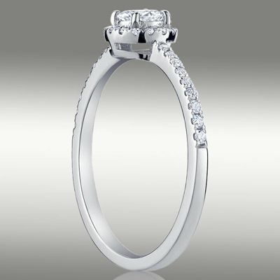 Pre-owned Arista Jewels H/si2 Halo Brilliant Round Genuine .50ct Diamond Engagement Ring 14k White Gold In White/colorless