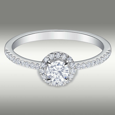 Pre-owned Arista Jewels H/si2 Halo Brilliant Round Genuine .50ct Diamond Engagement Ring 14k White Gold In White/colorless