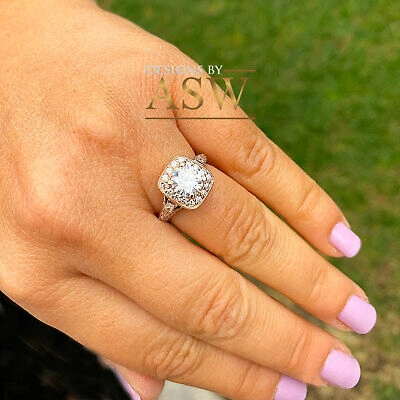 Pre-owned Halo 14k Solid Rose Gold Round Cut Natural Diamond Engagement Ring Antique 1.65ctw In White