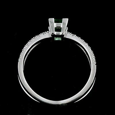 Pre-owned Ppluxury Cut Down Micro Pave Split Shank Diamond Green Tourmaline Engagement Ring