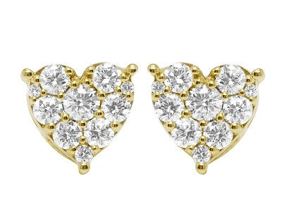 Pre-owned Jewelry Unlimited Heart-shaped 0.8ct Egl Certified Vvs Real Diamond Earrings 10k Gold In G-h