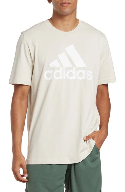 Shop Adidas Originals Essentials Badge Of Sport Logo T-shirt In Alumina/ White